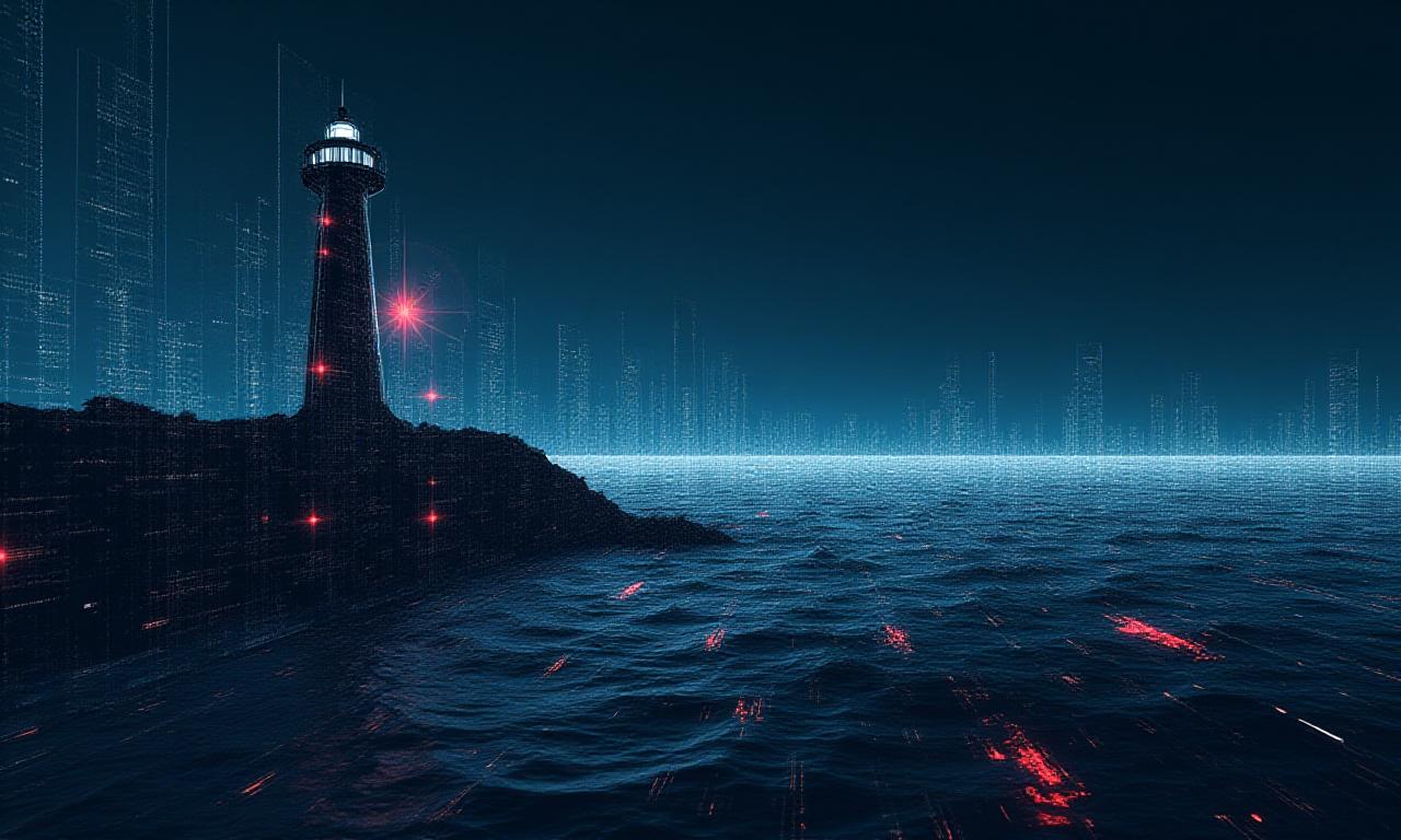 Abstract maritime data visualization representing digital privacy in coastal environments